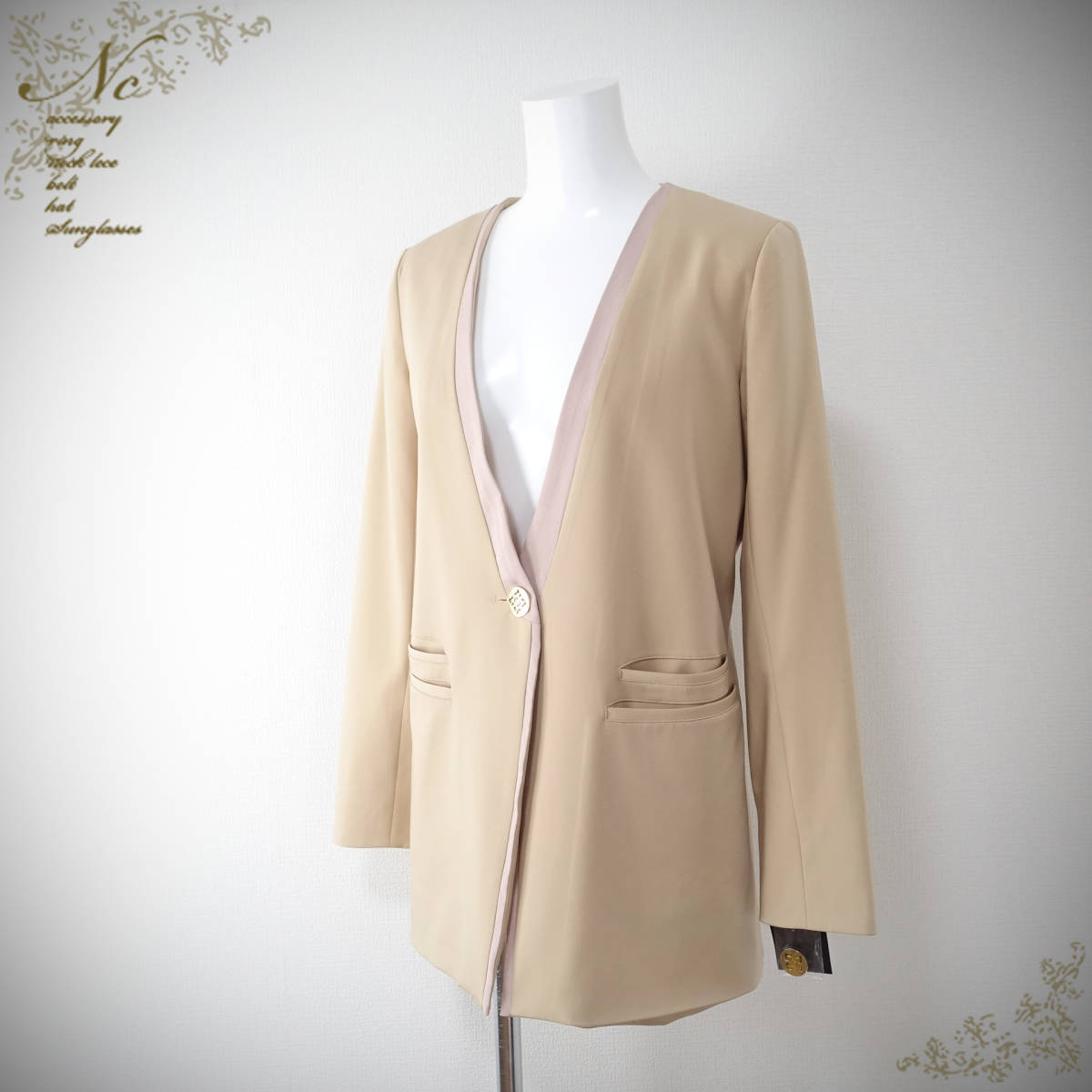 定価21,000円☆新品タグ付き☆Language ランゲージ /38/型パッド/ジャケット/ベージュ拍卖