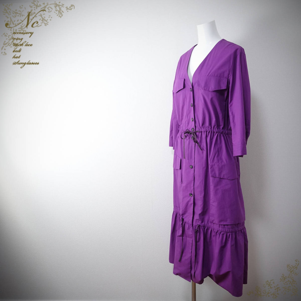 TELA/テラ/イタリア製/腰ひもワンピース/パープル/紫/S~Mサイズ相当拍卖