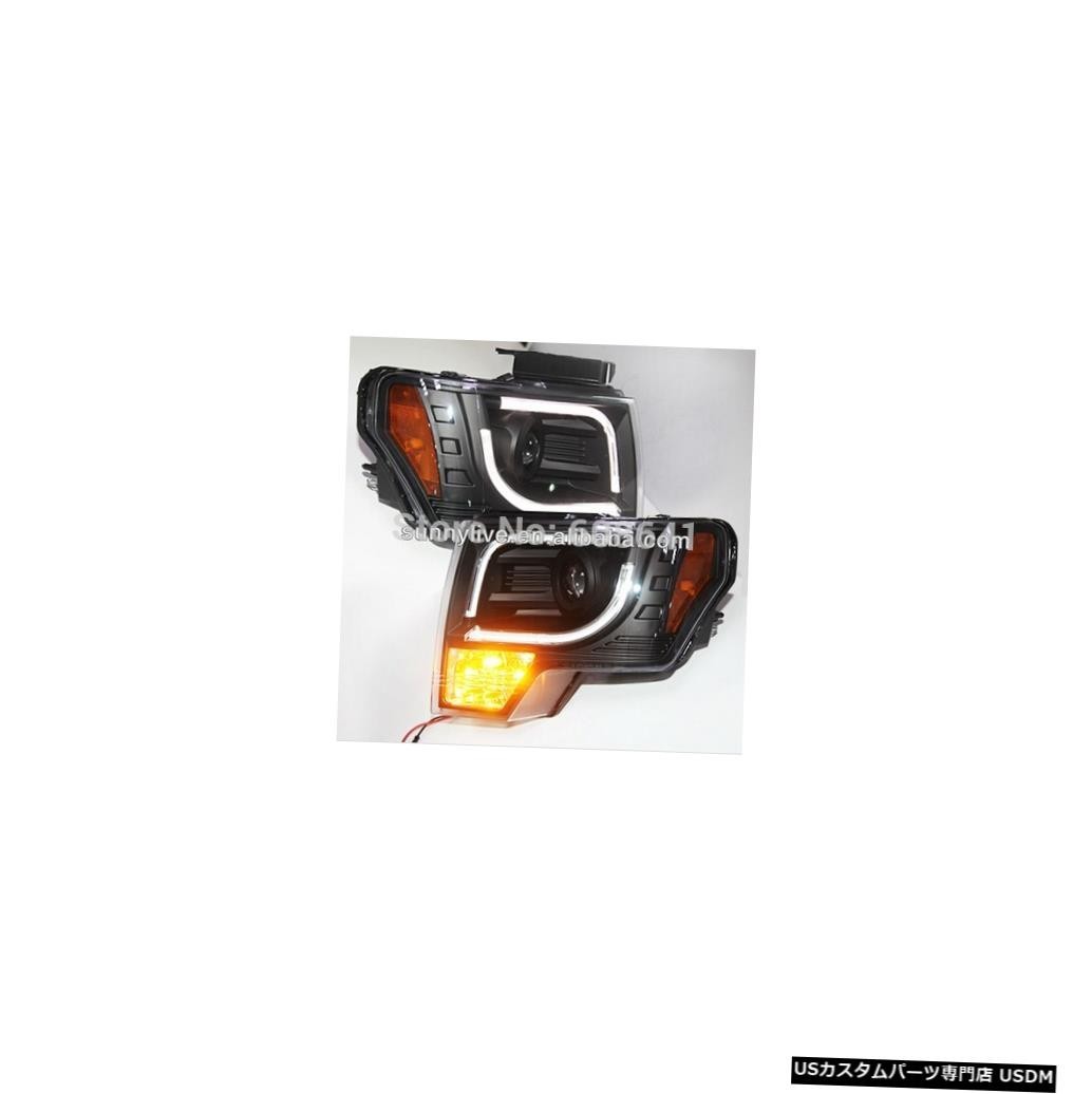 輸入カーパーツ 2008-2012 F150ラプターLEDエンジェルアイズヘッドライトブラック 2008-2012 F150 R拍卖