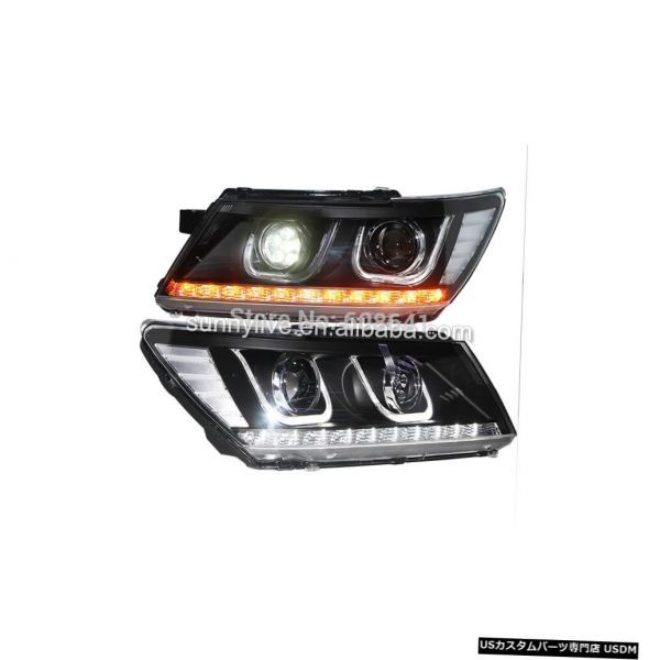 輸入カーパーツ ダッジジャーニーJCUV LEDヘッドランプ2009-2014年UタイプハイビームLED +ロービームHID F拍卖