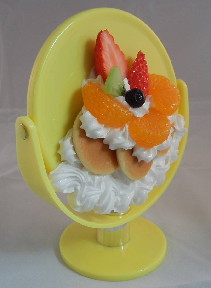 フルーツミニパンケーキ 食品サンプル 化粧鏡 卓上メイク スタンド ラウンドミラー 新品 日本製 郡上八幡 さんぷる工房 手作り拍卖