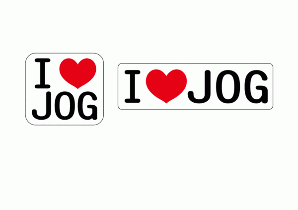 ヤマハJOGエンブレム ステッカー「I love JOG」2枚セット ametype白拍卖