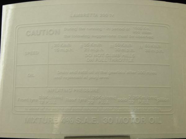 ランブレッタLambrettaランニングイン白!TV200リプロ品拍卖