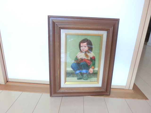 油絵 女児 セーター 絵のサイズ:22.5×15.5cm TAMANO拍卖