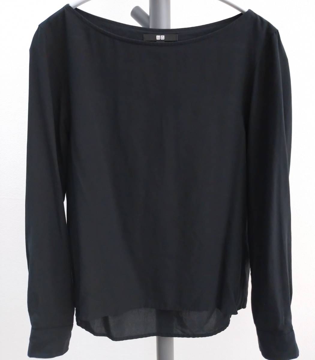 UNIQLO ユニクロ レーヨンエアリーTブラウス(長袖)ブラック S拍卖