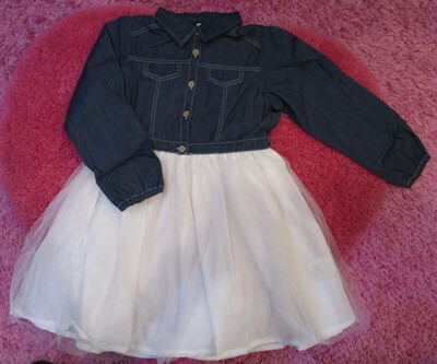 【春】WILL MERY(ウィルメリー)子供 キッズ 女の子 長袖 デニム×シフォンスカート ワンピース 130cm(06-3632w)拍卖