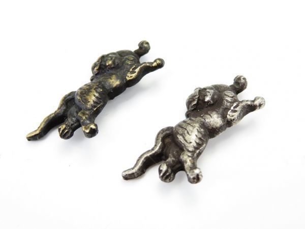 【1108】武具 刀装具 甲冑 銅製 獅子目貫 1対 8g!蔵出!買取品!拍卖