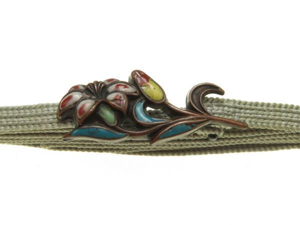 【416】和装小物≪赤銅地 七宝花帯留め≫呉服店買取品!蔵出!買取品!拍卖