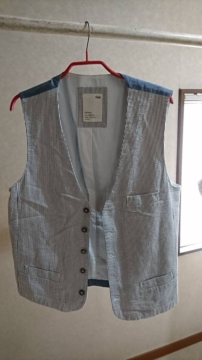 GAP ギャップ ベスト ジレ ストライプ 切り替え M 中古 拍卖
