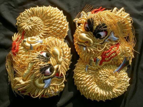 限定出品@感謝の大特価@阿吽の特大金龍刺繍@太鼓台@開運厄除@祭拍卖
