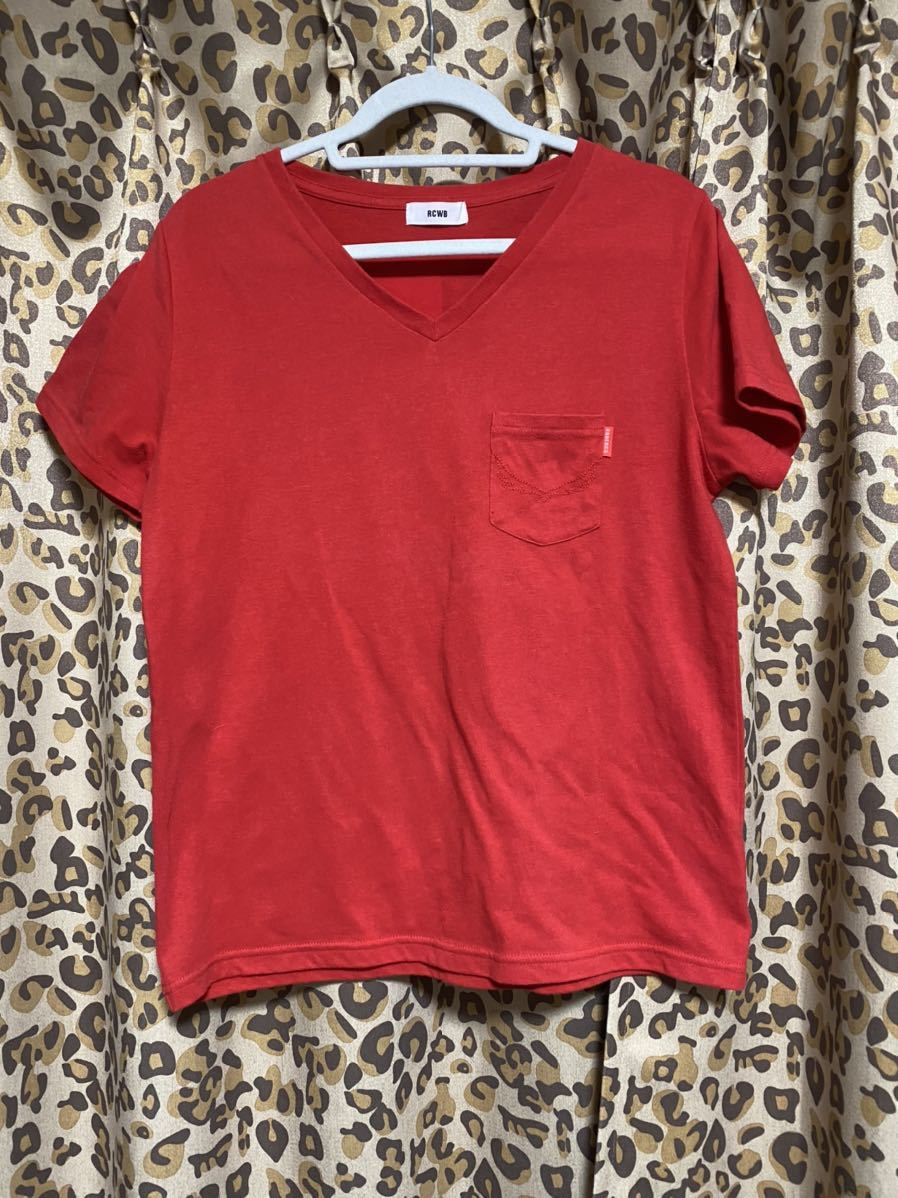 ◆ロデオクラウンズ◆半袖Tシャツ◆Vネック◆赤◆拍卖