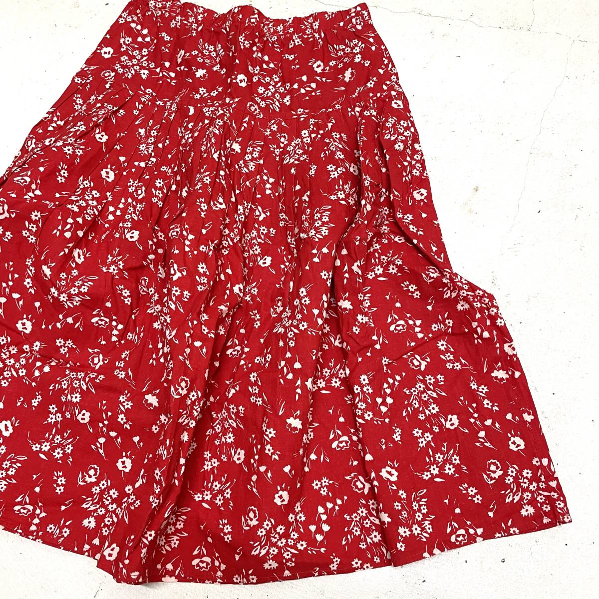 USA製 80’s Amy Byer 花柄 ベアトップ ワンピース アメリカ古着 / 海外キッズサイズ(XS程度) ハワイアン ドレス 赤 フレア ヴィンテージ拍卖