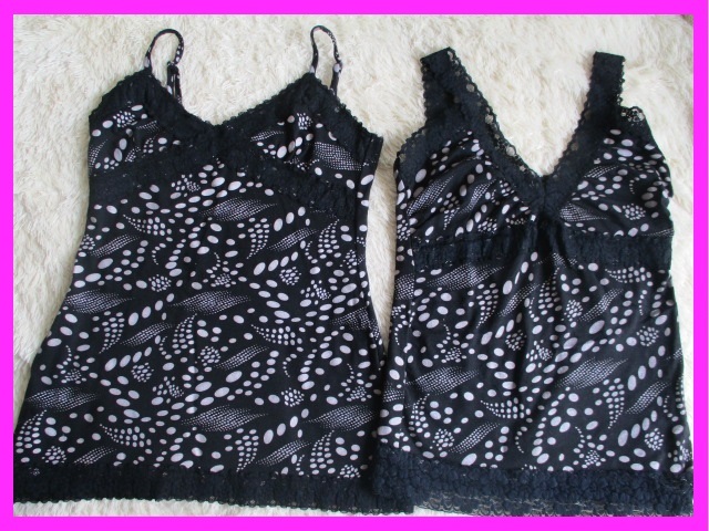 2枚まとめて 伸縮性あり未使用レースドット柄 キャミソールアジャスター付 M~L 拍卖