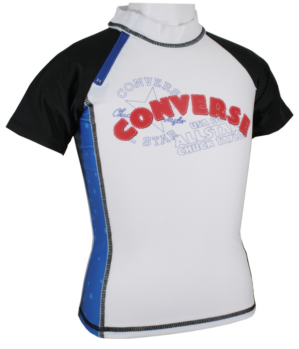 新品 CONVERSE(コンバース)キッズボーイズラッシュガード 子供用ラッシュガード サイズ110cm カラー ホワイト×ブルー拍卖