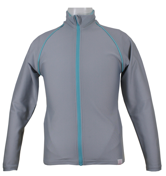 新品(PICOLUNA) ジュニアガールズロングスリーブフルジップラッシュガード 子供用長袖ラッシュガード サイズ140cm カラーグレー拍卖