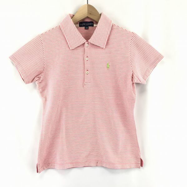 ラルフローレン★半袖ポロシャツ【160/S/ピンク】キッズ/ボーダー柄/レディース/綿95%/送料安◆BA521W拍卖