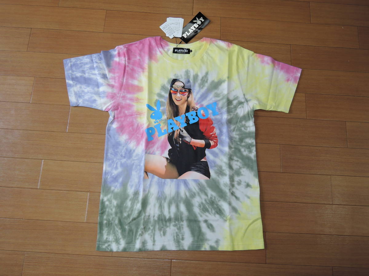 新品 HYSTERIC GLAMOU Rヒステリックグラマー × PLAYBOY Tシャツ M / タイダイ柄 カットソー プレイボーイ ガール フォト拍卖