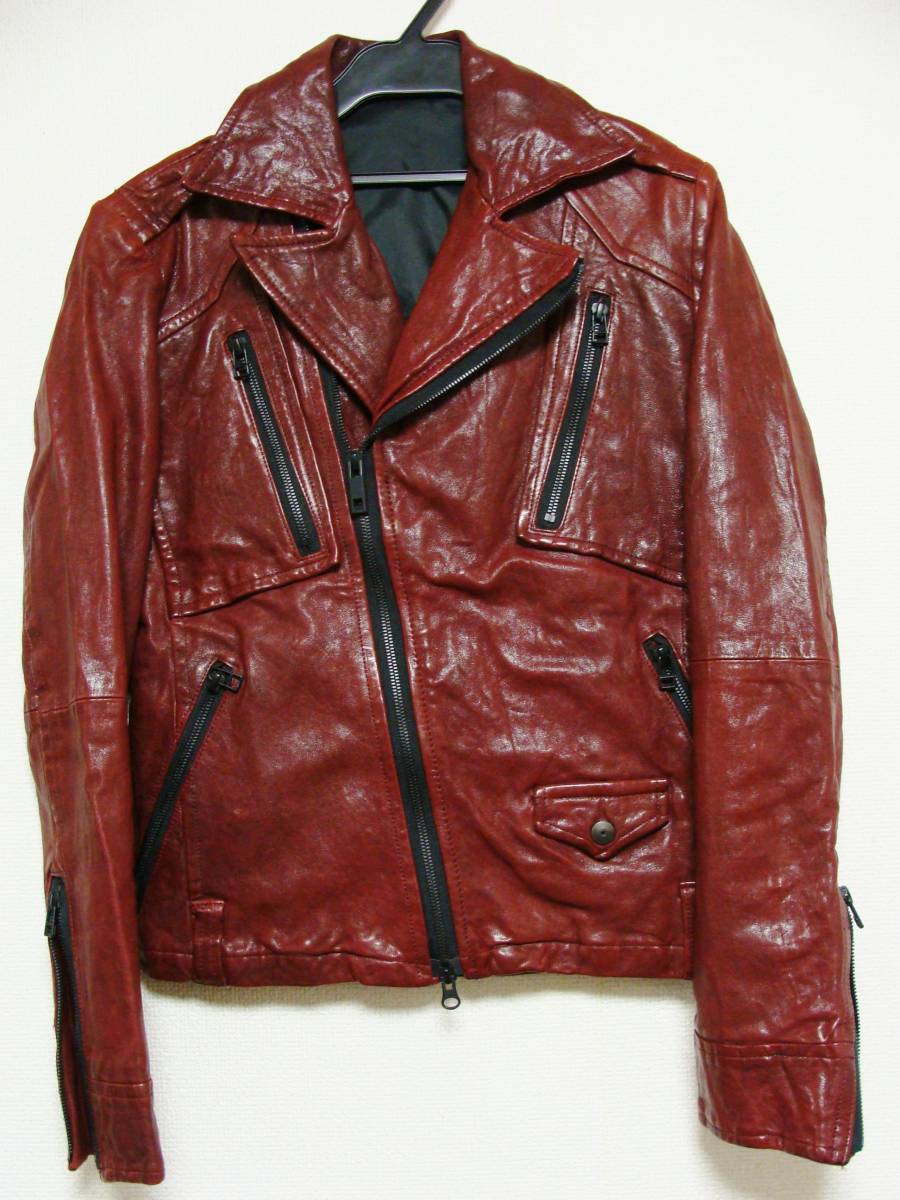5351 POUR LES HOMME プールオム ◇ 羊 皮 革 シープ レザー ダブル ライダース ジャケット ブルゾン拍卖