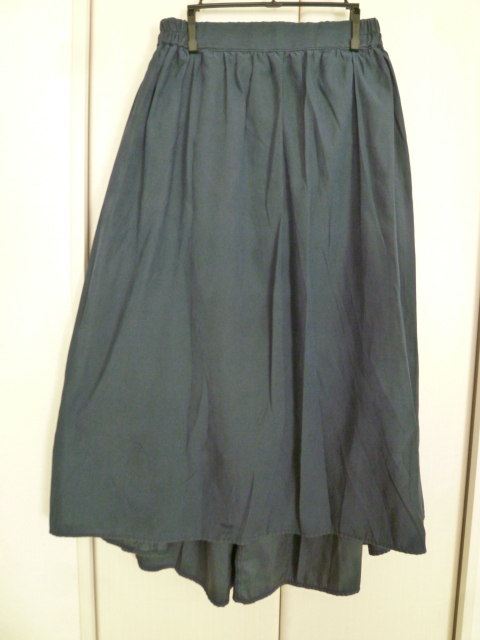 earth music&ecology/アースミュージック&エコロジー△紺前後長さ違いフレアーロングスカートF/ネイビー△SK714拍卖