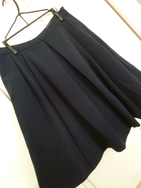 Couture brooch/クチュールブローチ△紺フレアーボックスプリーツスカート38/ワールドネイビー膝丈△SK714拍卖