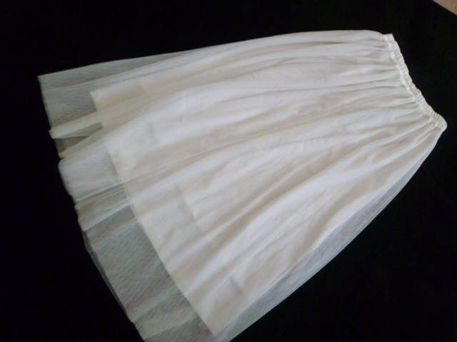 GU/ジーユー△白オーガンジーチュールフレアーロングスカートM/ホワイトマキシ丈△SK713拍卖