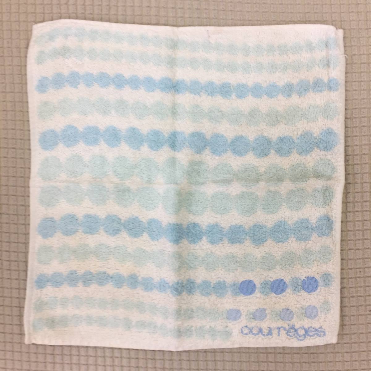 タオルハンカチ Courreges:クレージュ ミニタオル ハンカチ 水玉 白×青×水色拍卖