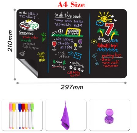 A4サイズ 磁気黒板 黒板ステッカー キッチンメニュー ホワイトボード 冷蔵庫ステッカーメッセージボード拍卖