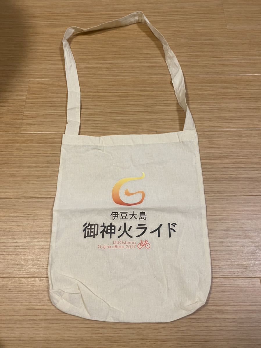 伊豆大島 御神火ライド エコバッグ 自転車 ツール・ド・ニッポン トートバッグ ショルダーバッグ サコッシュ生成り拍卖