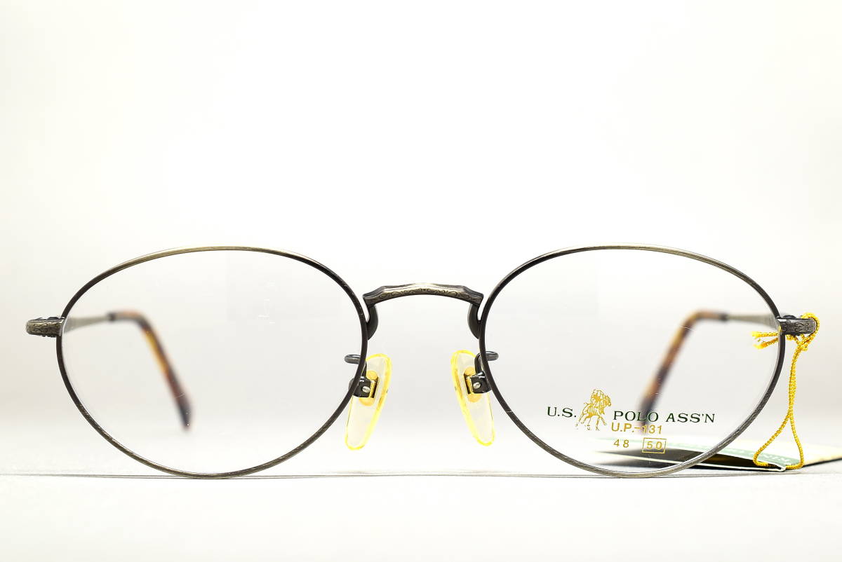 デッドストック U.S. POLO ASS'N UP-131 50-19 メガネ サングラス フレーム US POLO オーバル 彫金 アンティークシルバー拍卖