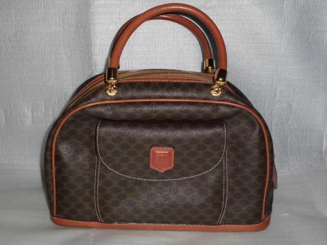 CELINE セリーヌ マカダム柄 ハンドバッグ ミニボストン 手提げ ハンドバッグ PVC ブラウン レディース MC97/2拍卖