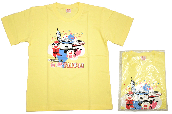 Y-2020★送料無料★新品★鳳吟 Welcome to 台湾 TAIWAN たいわん 中華★イエロー黄色 ビックプリント 半袖 T-シャツ 14 160cm拍卖