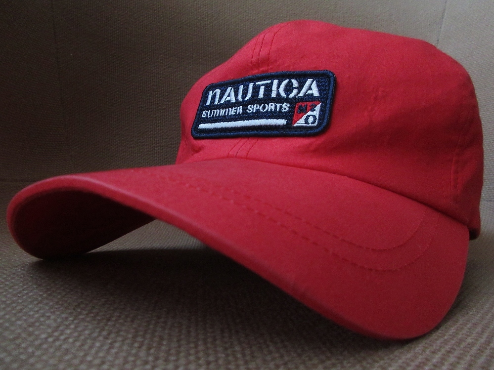 90's 00's 日本製 NAUTICA SUMMER SPORTS ワッペン キャップ レッド系 ノーティカ サマー スポーツCAP ハット マリン 海 ボート セーリング拍卖