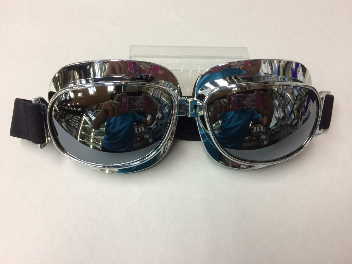 ビンテージスタイル ファッションゴーグル 004 シルバーミラーレンズ拍卖