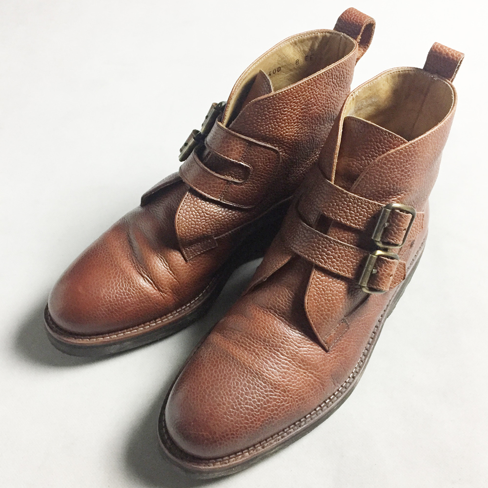 希少! 80s POLO RALPH LAUREN ダブルモンク BOOT ブーツ ポロ ラルフローレン double monk boot ベルト レザー 革靴 ITALY 箱付 イタリア製拍卖
