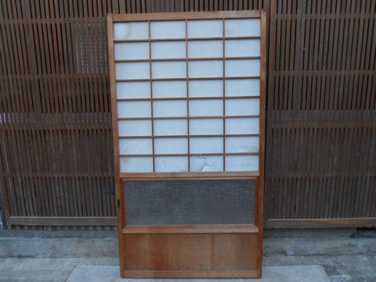 最終値下げ!M7863 京都古民家より 雪見障子 型板ガラス 高177cm横98cm奥3cm 【送り先は会社 事務所 店舗限定】【個人様は西濃運輸局留め】拍卖