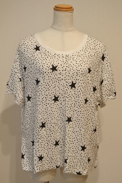 ZARA ザラ Tシャツ カットソー 半袖 Mサイズ スター柄 白x黒 ymdnrk a201h0702拍卖