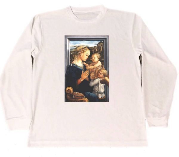 フィリッポ・リッピ ドライ Tシャツ 名画 絵画 アート グッズ 聖母子と二天使  ロング ロンT 長袖拍卖