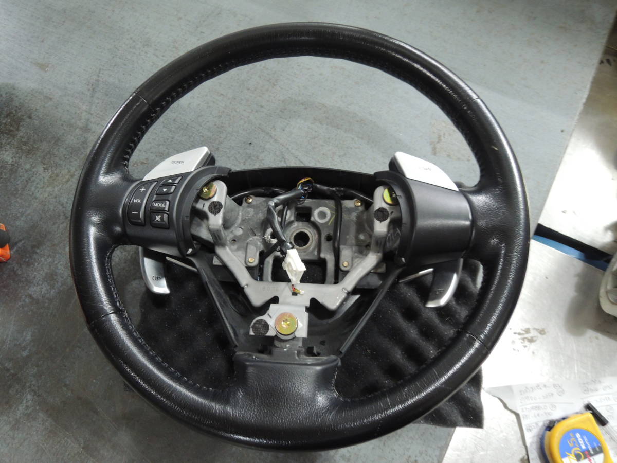 ・ LA-SE3P RX-8 タイプS 純正 パドルシフト付き ステアリング ハンドル レザー M-6209拍卖