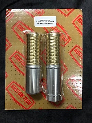 KUSTOM TECH製 カスタムテック グリップ スロットル サテンアルミ&サテンブラス 250TR バルカン エストレヤ W400 W650 ワルキューレ拍卖