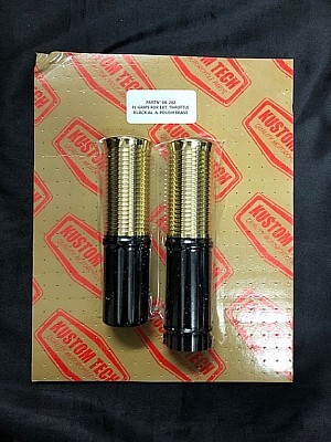 KUSTOM TECH製 カスタムテック グリップ スロットル ブラック&ポリッシュブラス SR400 SR500 ビラーゴ ドラッグスター TW XS650拍卖