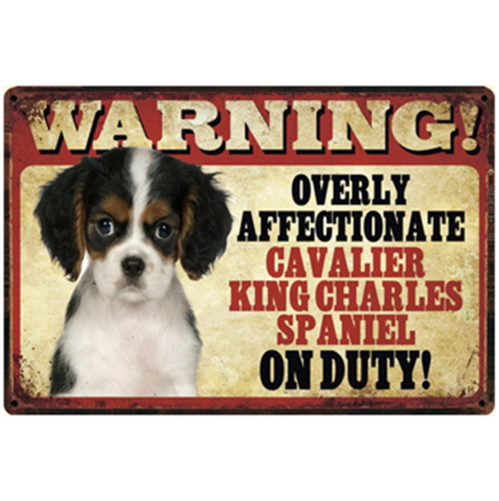 A1453 メタル サイン ブリキ 看板 金属 製 プレート 店 注意 警告 危険 防犯 動物 ペット 子犬 猛 犬 キャバリア【3039】拍卖