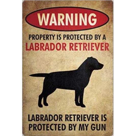 A2951 メタル サイン 金属 製 ブリキ 看板 プレート 店 注意 警告 危険 防犯 動物 ペット 猛 犬 番犬 ラブラドール 9333拍卖