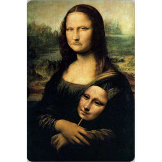 A3477 メタル サイン 金属 ブリキ 看板 プレート 店 絵画 名画 ダヴィンチ モナリザ パロディ おもしろ ジョーク 仮面 5611拍卖
