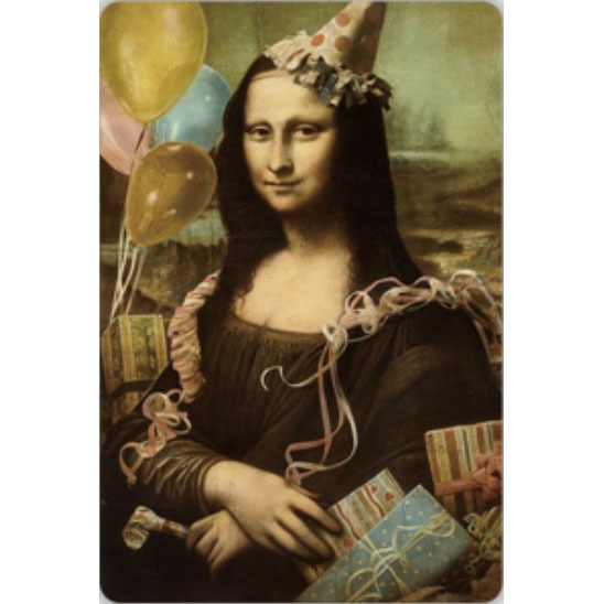 A3487 メタル サイン 金属 ブリキ 看板 プレート 店 絵画 名画 ダヴィンチ モナリザ パロディ 誕生日 パーティ 飾り【5627拍卖