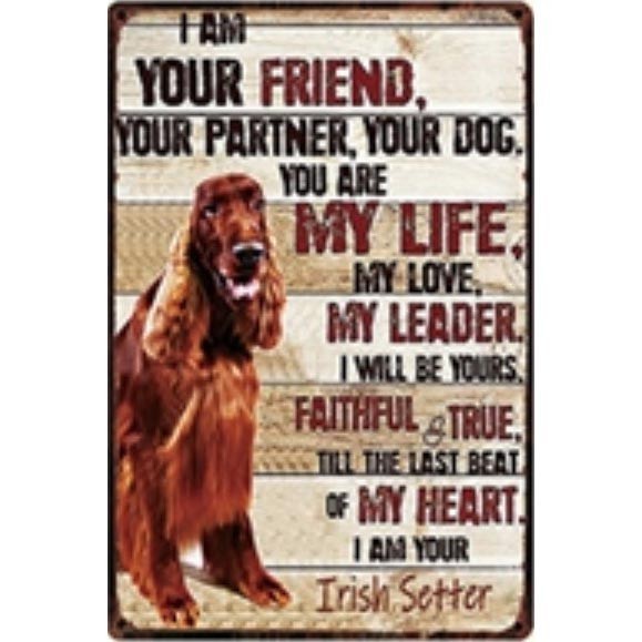 A987 メタル サイン 金属 製 ブリキ 看板 プレート アート パネル 店 注意 動物 ペット 犬 アイリッシュ セッター【4990】拍卖