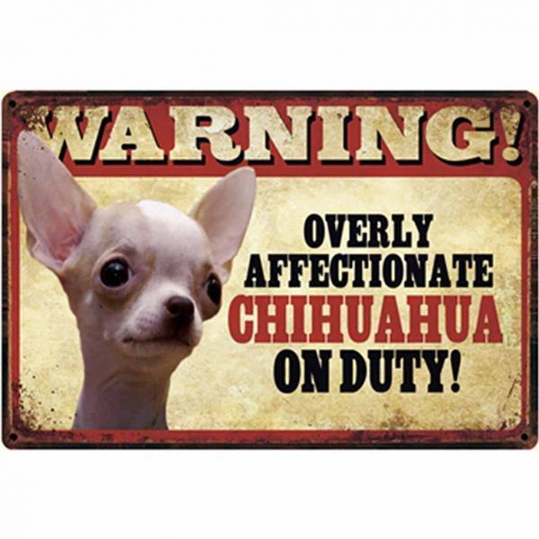 A1449 メタル サイン ブリキ 看板 金属 製 プレート パネル 店 注意 危険 防犯 動物 ペット 犬 番犬 猛犬 チワワ【3043】拍卖