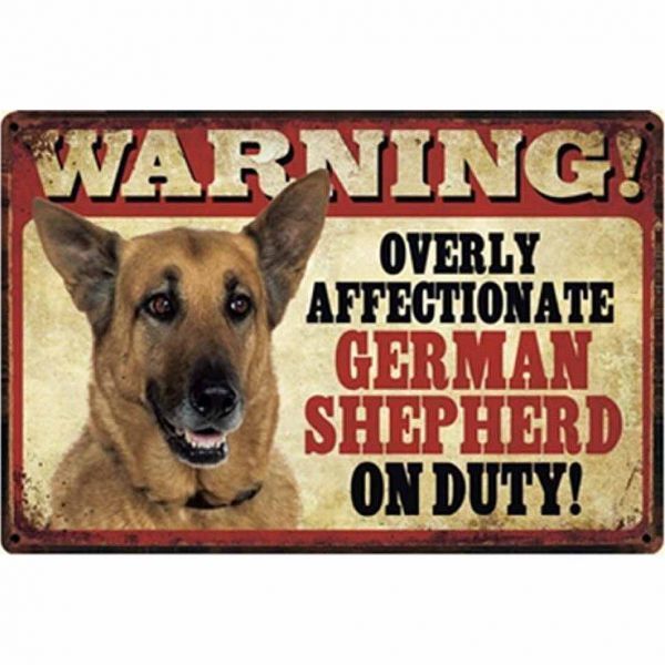 A406 メタル サイン ブリキ 看板 金属 プレート 店 注意 警告 危険 防犯 動物 ペット 犬 番犬 猛犬 シェパード【3104】拍卖