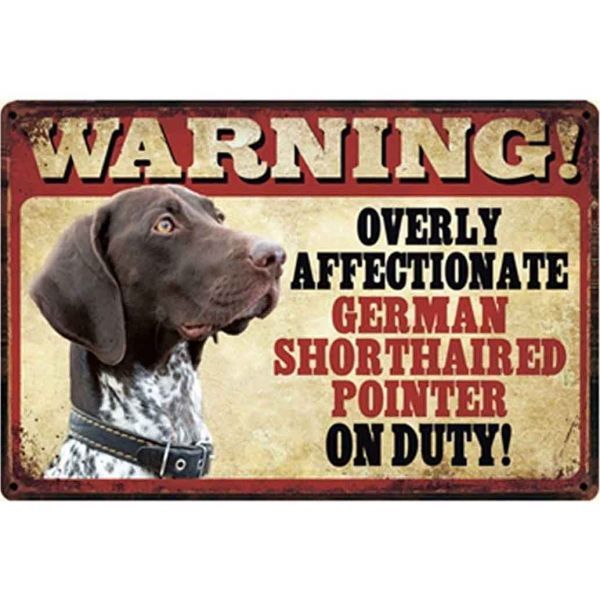 A407 メタル サイン ブリキ 看板 金属 製 プレート 店 注意 警告 危険 防犯 動物 ペット 猛 犬 番犬 ポインター【3105】拍卖