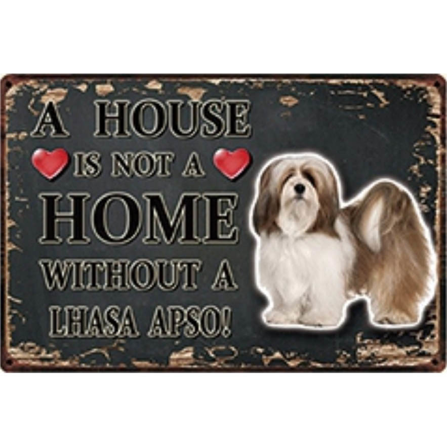 A3310 メタル サイン ブリキ 看板 金属 製 プレート アート パネル 店 注意 警告 動物 ペット 犬 HOME ラサアプソ【3935】拍卖