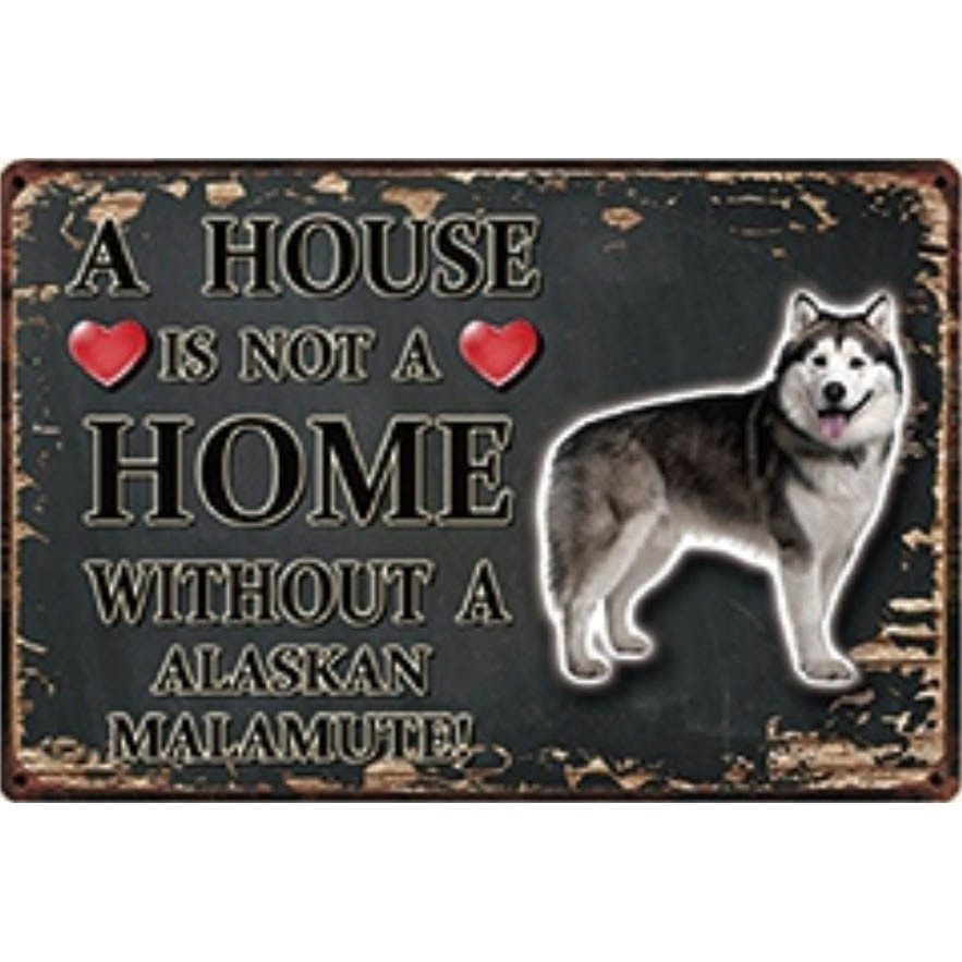 A3311 メタル サイン ブリキ 看板 金属 製 プレート パネル 店 注意 警告 動物 ペット 犬 アラスカン マラミュート【3936】拍卖